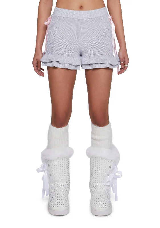 Unleash Your Trend Driven Style Snowy Daydreams Cable Knit Shorts