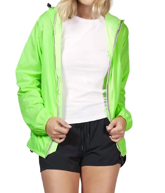 Alluring Design Rain Jacket In Neon Green