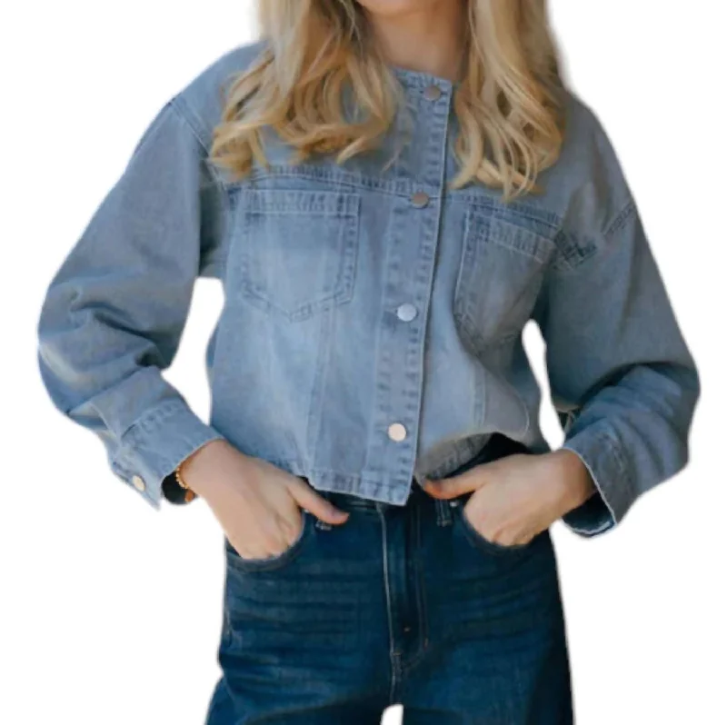 Playful Elegance Round Neck Jacket In De
