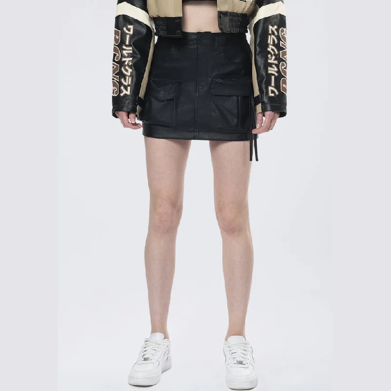 Early Access To Art Deco Styles Sale Utility Vegan Leather Mini Skirt - Black