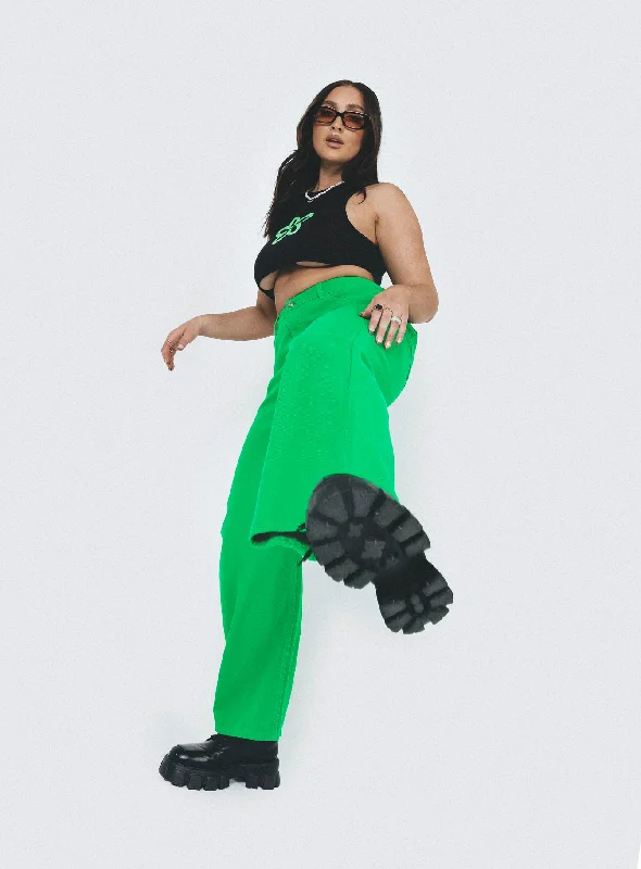 Score Big On Glamorous Red - Carpet Styles Denver Denim Jeans Green
