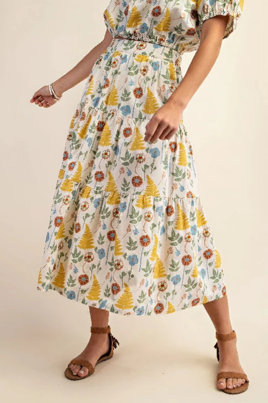 Don't Miss Out Hot Girl Georgia Floral Print Cotton Midi Skirt With Pockets