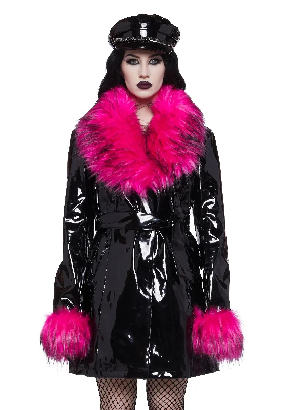 Stylish Looks Pop of Darkness Faux Fur Coat