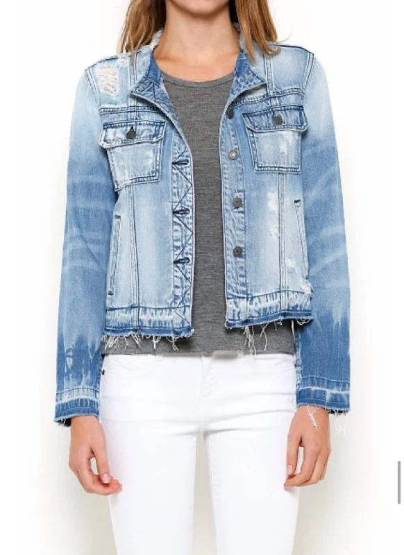 Classic Women's Fashion Colette Collarless Jacket In Light Denim