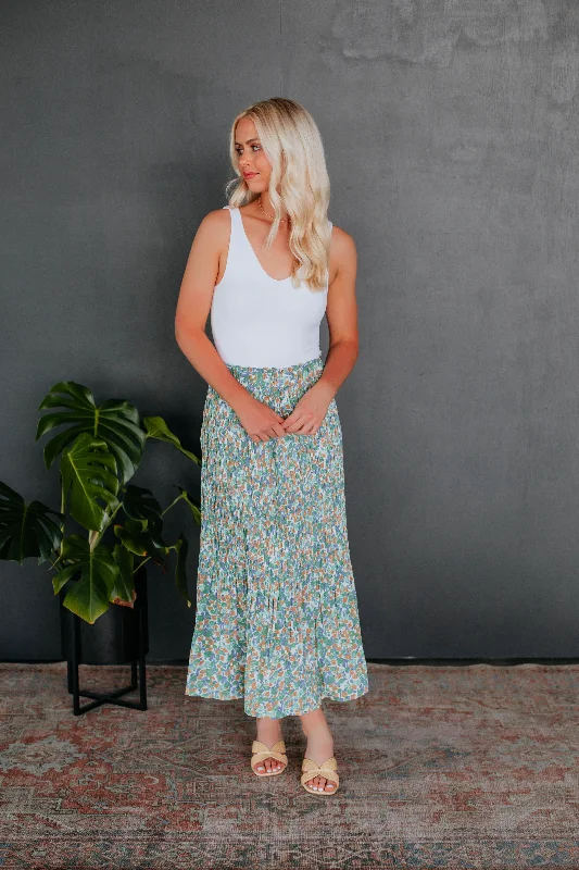 Last Chance Sale Addy Floral Skirt - Sage