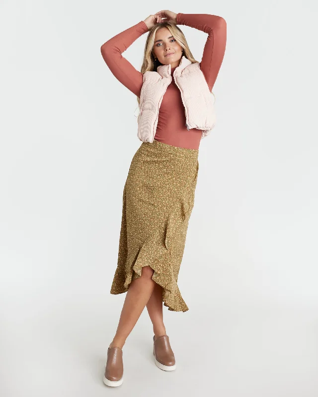 Casual Elegance Sweet Grass Midi Skirt