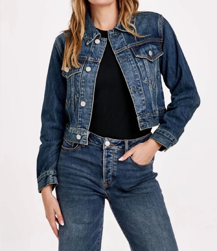 Vintage Look Abigail Classic Cropped Denim Jacket In Medium Wash