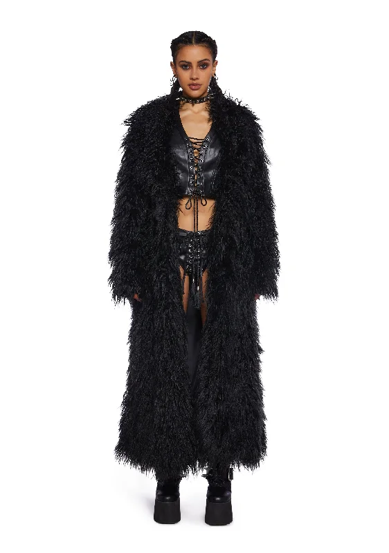 Chic Trend Collection Astro Arctic Faux Fur Coat - Black
