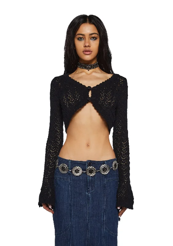 Tropical Island - Inspired Attire Nature Goddess Crochet Cardigan-Black