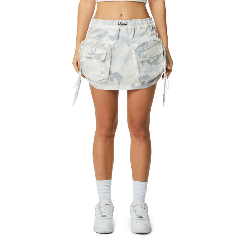 Summer Splash Sale Shirring Utility Mini Skirt - Oatmeal Camo