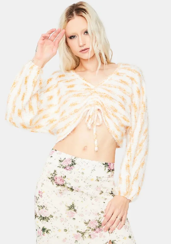 Casual Weekend Relaxed Style Like Sunlight Ruched Fuzzy Sweater