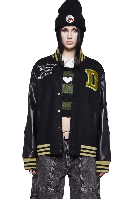 Classic Charm Grunge Pep Rally Varsity Jacket