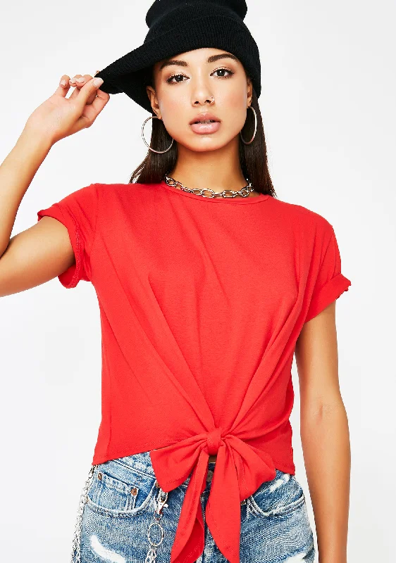 Trend Alert Cherry Gettin Hype Tie-Front Tee