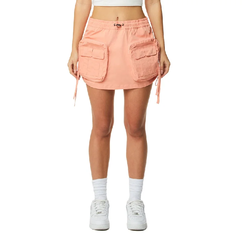 Winter Warm - Up Sale Shirring Utility Mini Skirt - Sand Coral