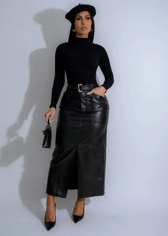 Modern Romance Terrain Utility Faux Leather Skirt Black