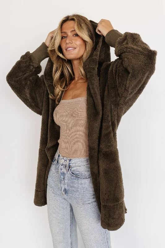 Trendy Urban Attire Melrose Teddy Jacket | Olive