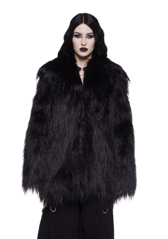 Seasonal Style Discounts Crimson Chic Faux Fur Coat