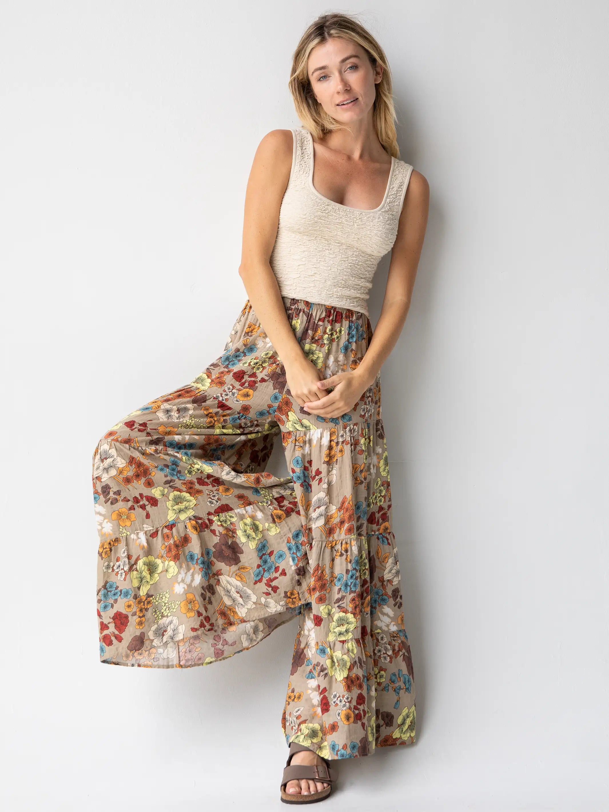 Browse Our Top Products Patti Palazzo Pant - Tan Cream Floral