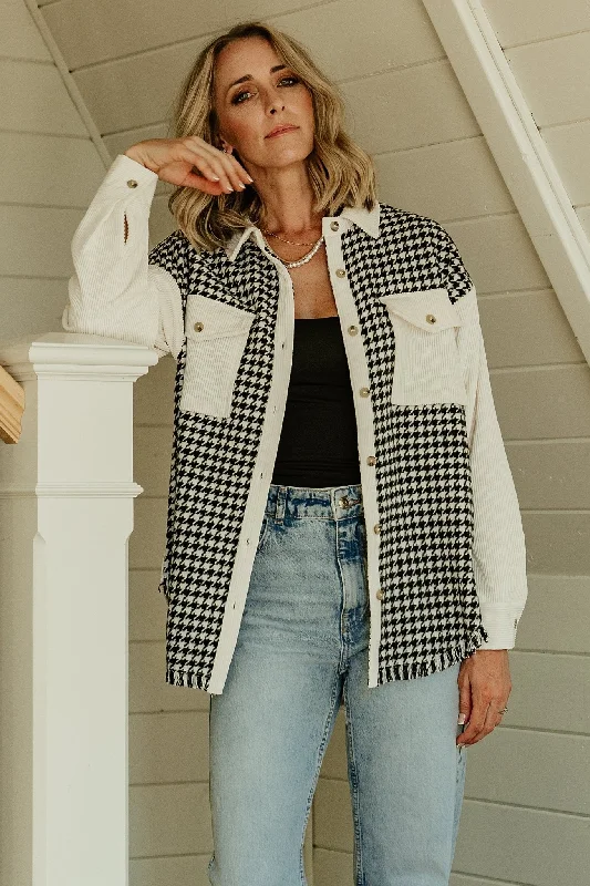 Ethnic Cultural Event Wear Montreal Houndstooth Shacket | Ivory + Black