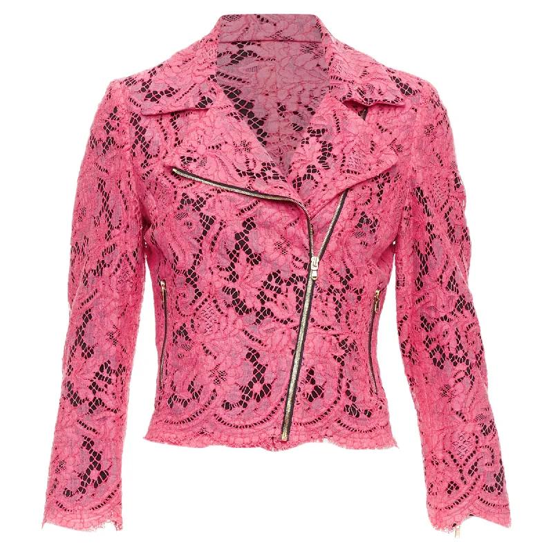 Trendy Aesthetics Msgm Cotton Blend Lace Side Zip Cropped Biker Jacket