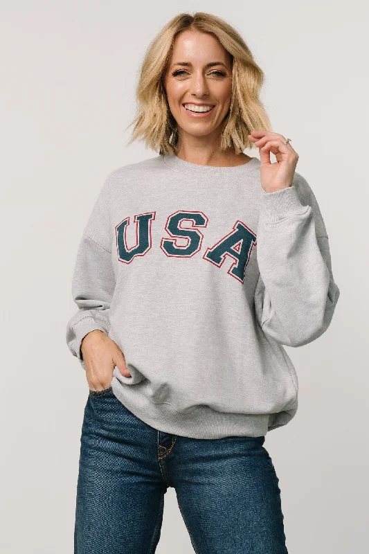 Limited Time Offers USA Oversized Sweatshirt | Heather Gray