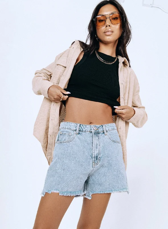 Stylish Basics Kaylan Light Wash Frayed Shorts Denim