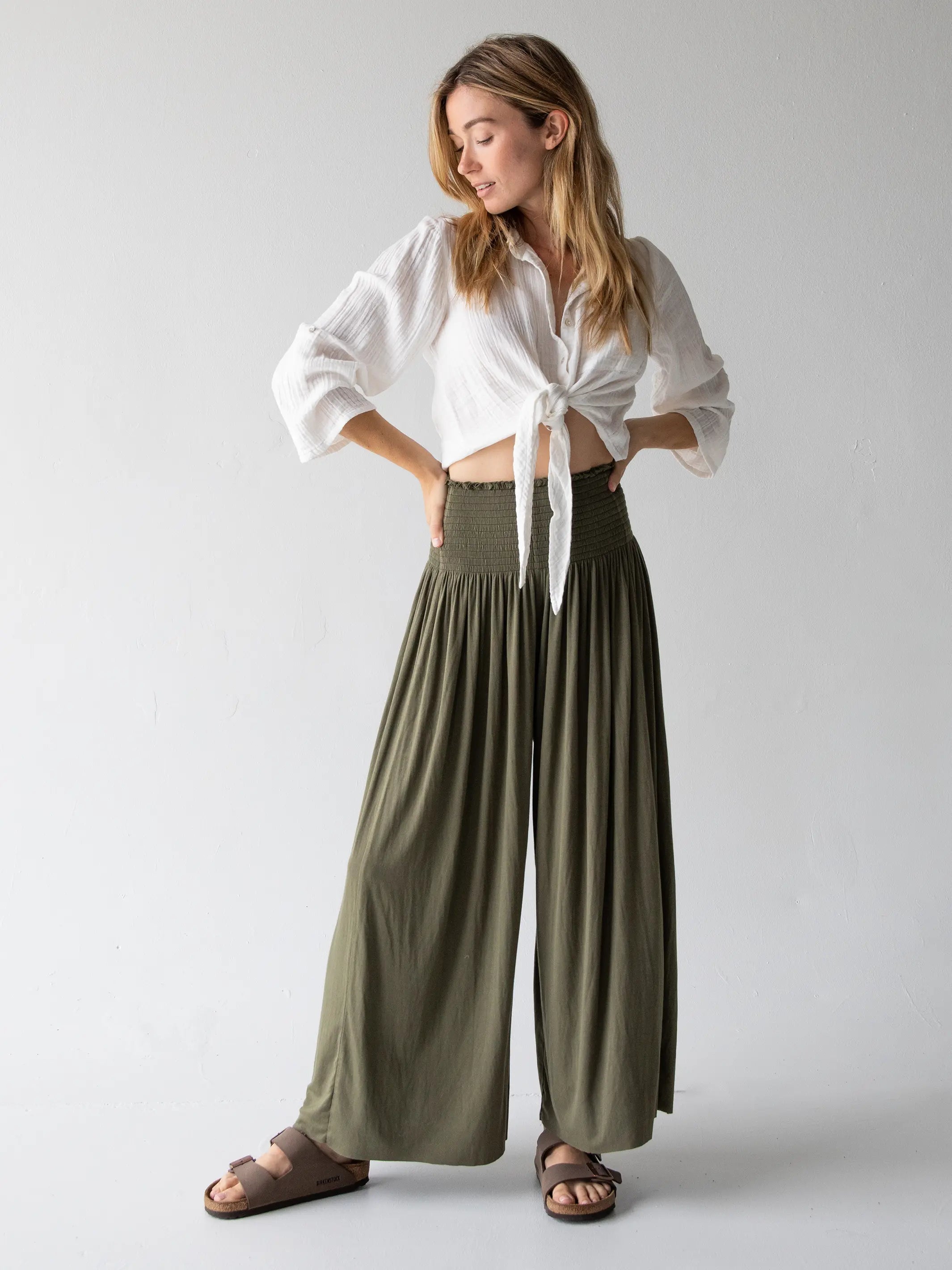 The Latest Trends Make A Move Knit Palazzo Pant - Olive