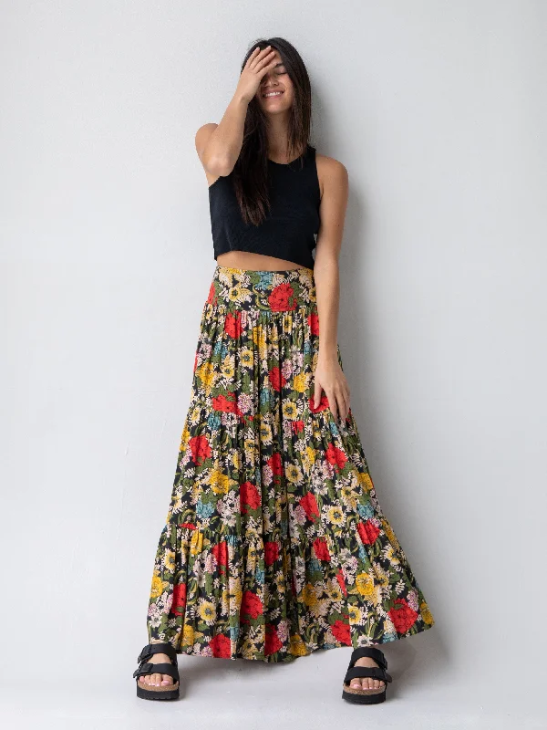 The Latest Fashion Trends Hanna Convertible Maxi Skirt - Black Red Poppy