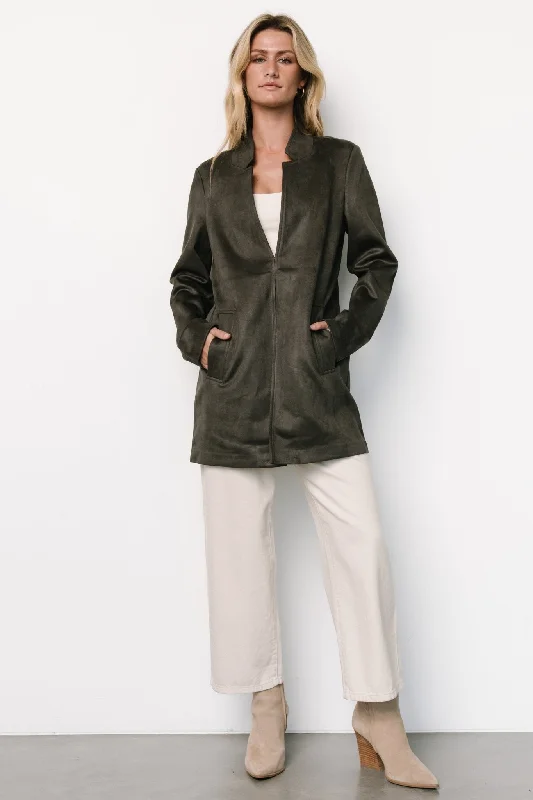 Fashion Sale Queenie Faux Suede Jacket | Charcoal