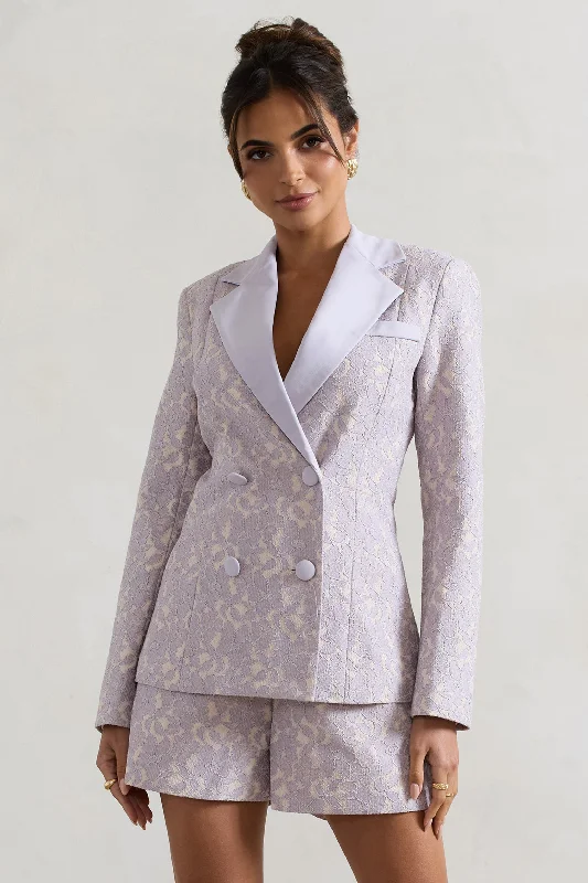 Embrace New Fashion Kennedy | Mauve Lace Tailored Blazer