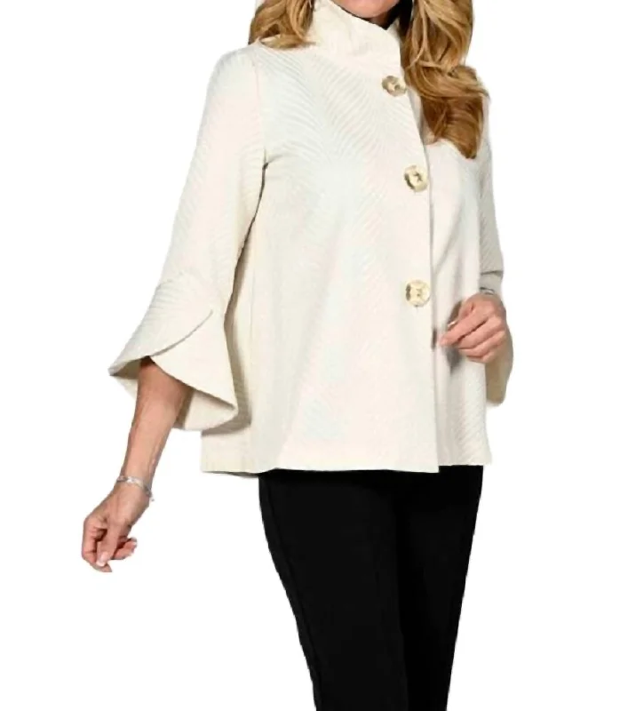 Trendy Urban Attire Petal Sleeve Jacket In Cream