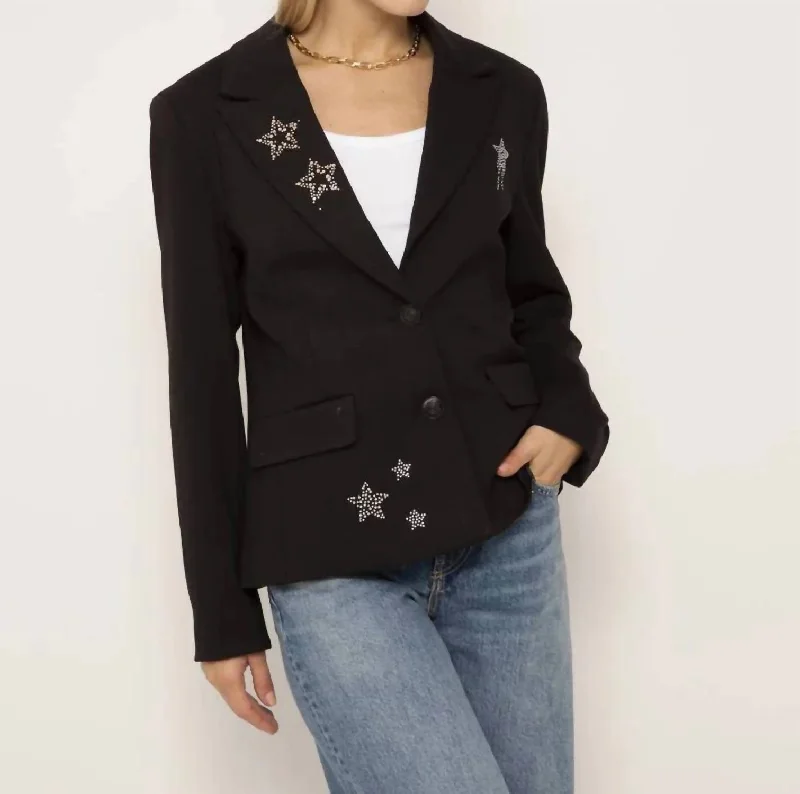 Snag Fabulous Fashion Bargains Junie Rhinestone Star Blazer In Black