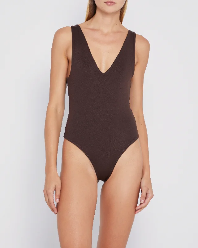 Vintage Look Contouring Deep V Bodysuit
