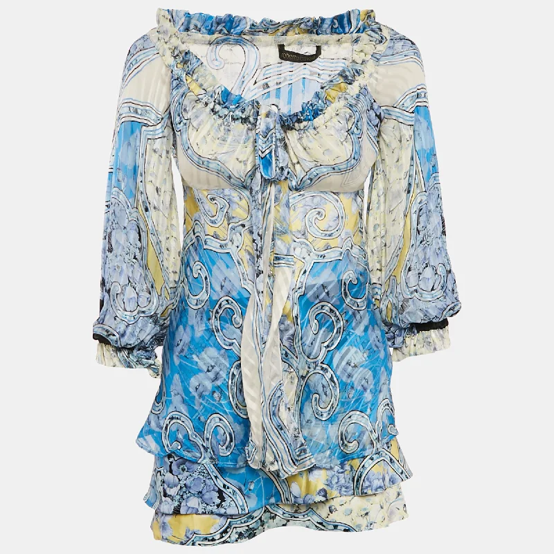 Shop Sales Roberto Cavalli Multicolor Printed Tie-Up Top And Skirt Set S