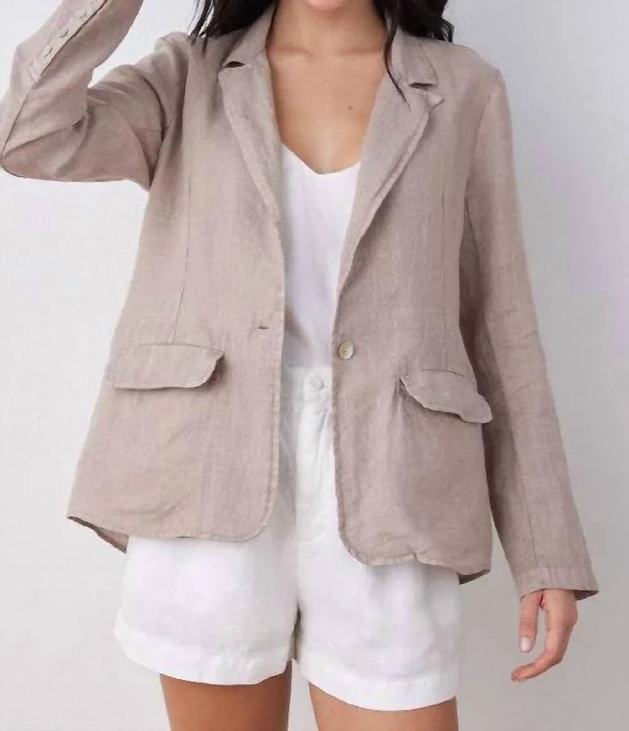 The Good Stuff Easy Longline Blazer In Coastal Fog