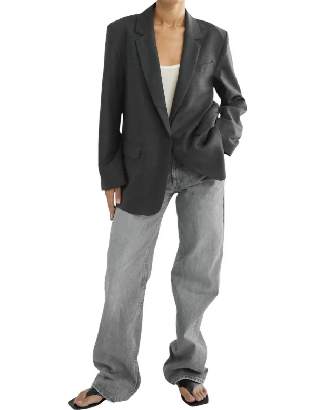Odd Size Clearance Sale Oversized Wool Blazer In Grey