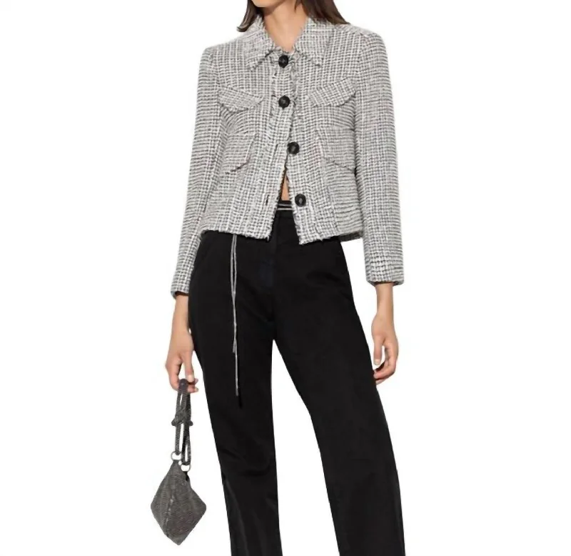 Clearance Event Cropped Tweed Jacket In Black, White