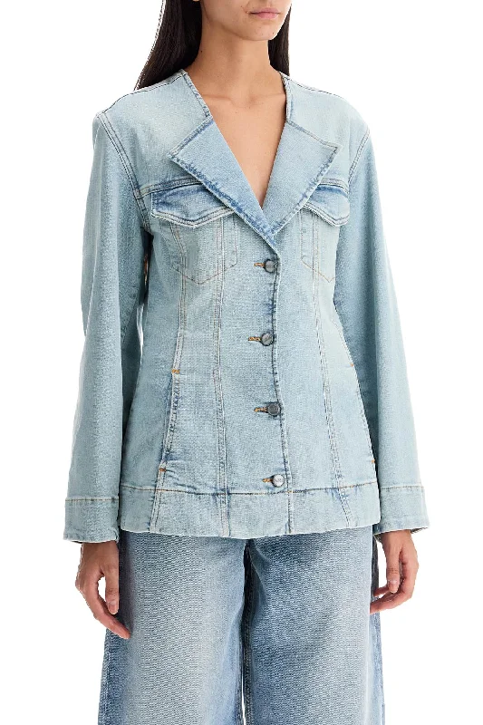 Durable Fashion Picks Ganni Slim Fit Denim Stretch Blazer For A