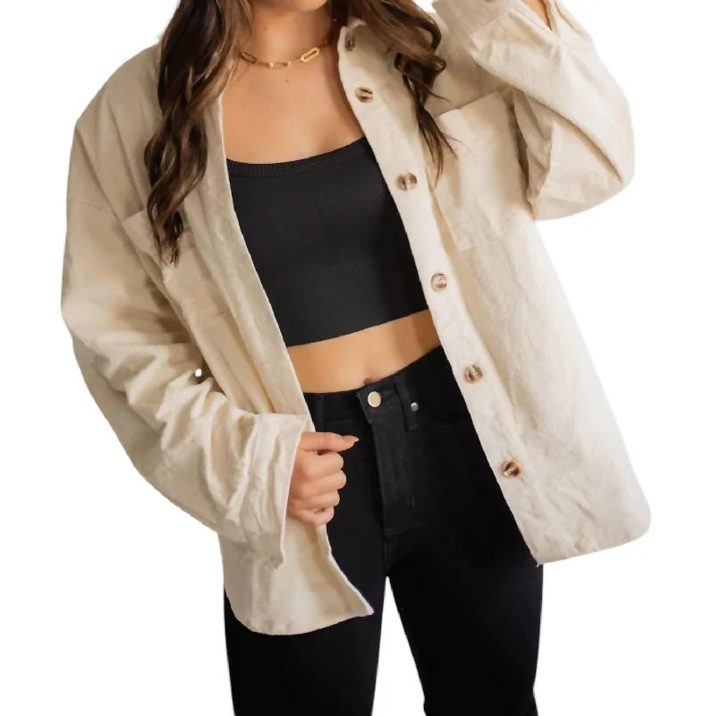 Sustainable Fashion Extravaganza Blake Corduroy Shacket In Ivory