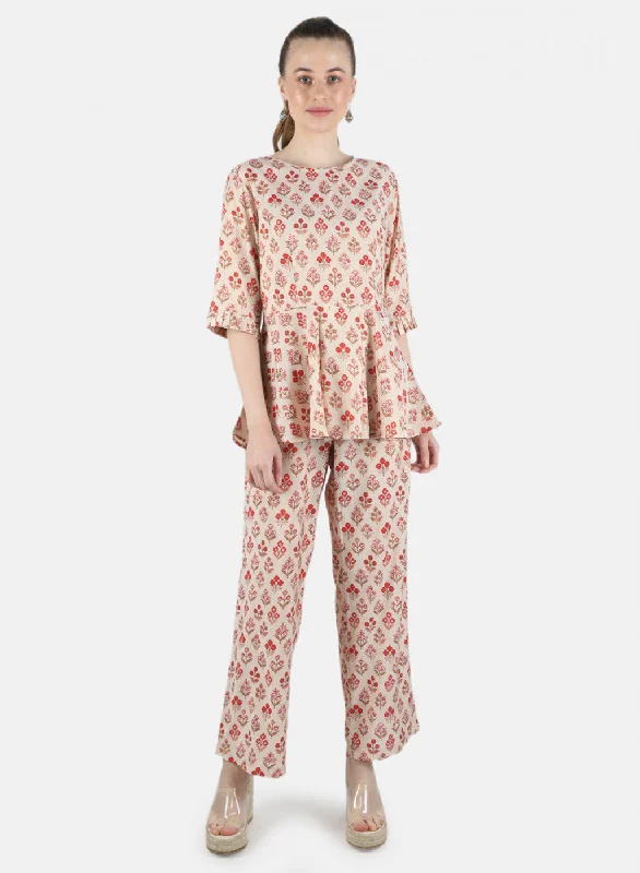 Gorgeous Glamour Collection Women Red Printed Coordinate Set