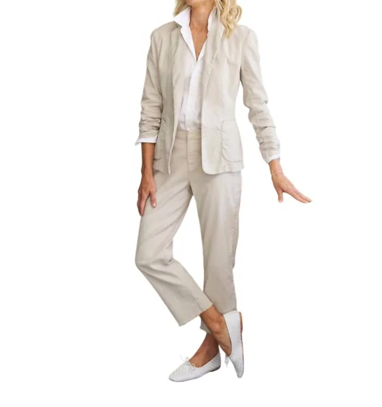 Elegant Attire For The Modern Lady Tailored Linen Blazer In Cement
