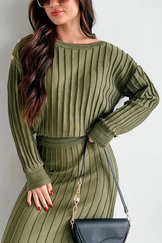 Durable Fashion Picks Business Talks Button Detailed Sweater (Olive)