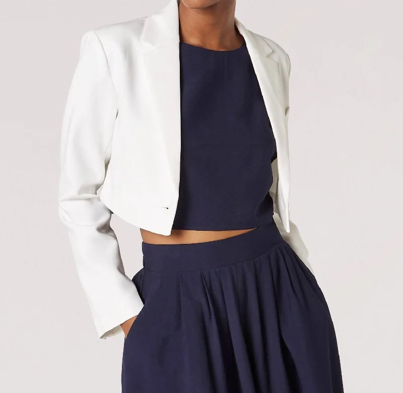 Fashion Forward Cropped Blazer In White