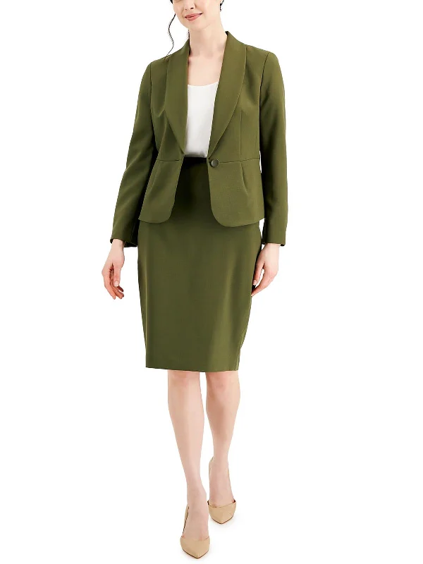 Versatile Wardrobe Essentials Petites Womens Shawl Collar Work One-Button Blazer