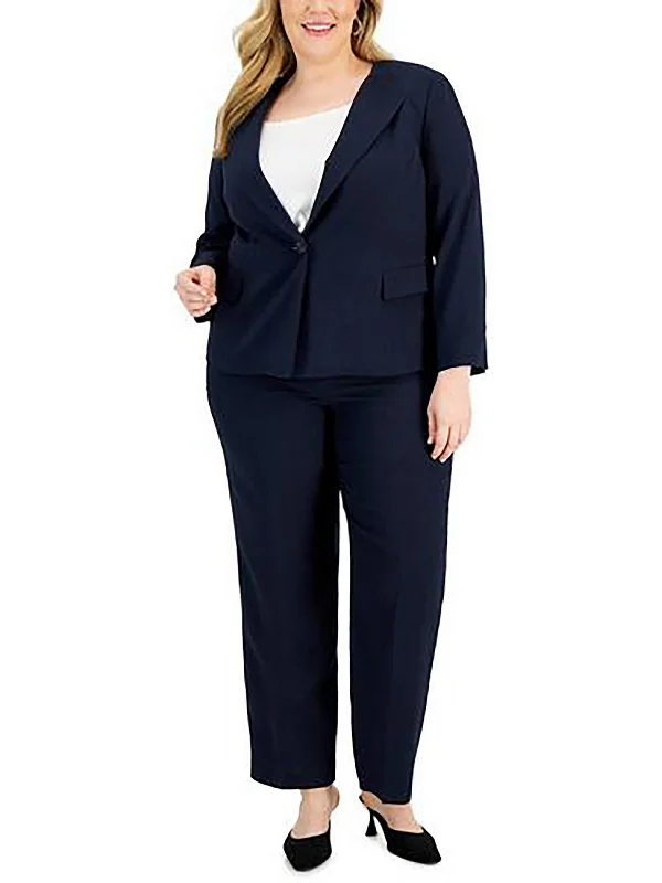 Stylish Basics Plus Womens Business Work Wear One-Button Blazer