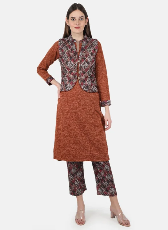 Trend Forward Women's Wear Women Multicolor 3 Pc Kurti+Jacket+Lower for Winter
