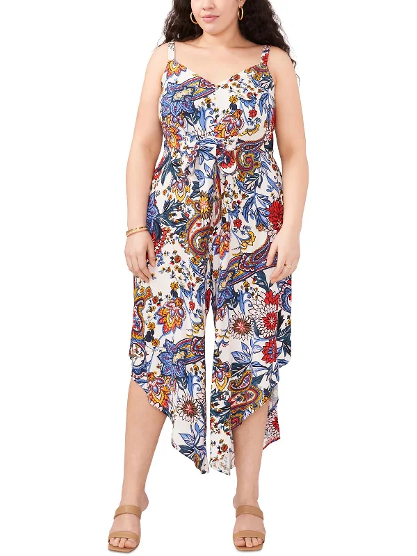Stylish Savings Plus Womens Floral Print Rayon Jumpsuit