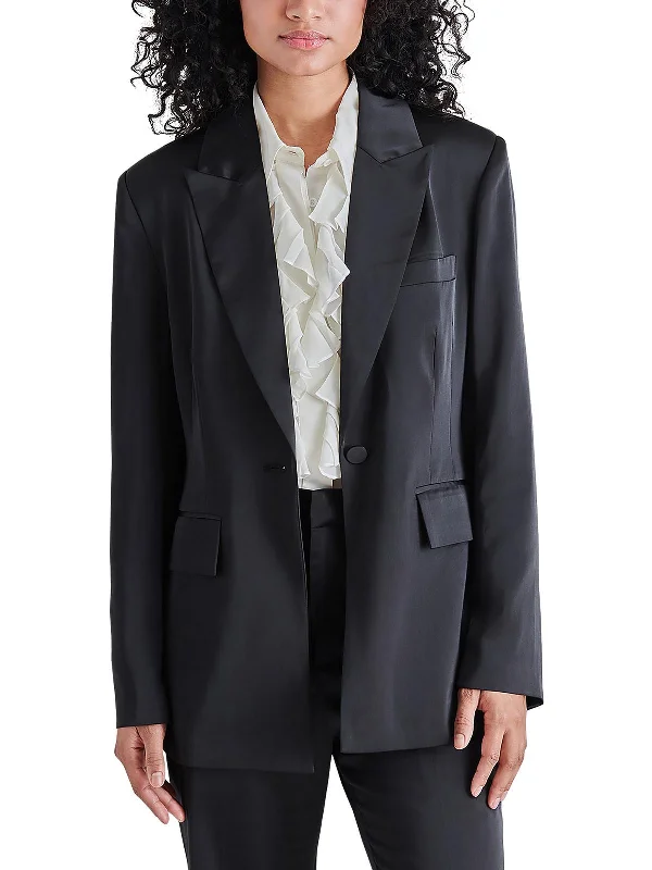 Style Redefined Misha Womens Satin Long Sleeves One-Button Blazer
