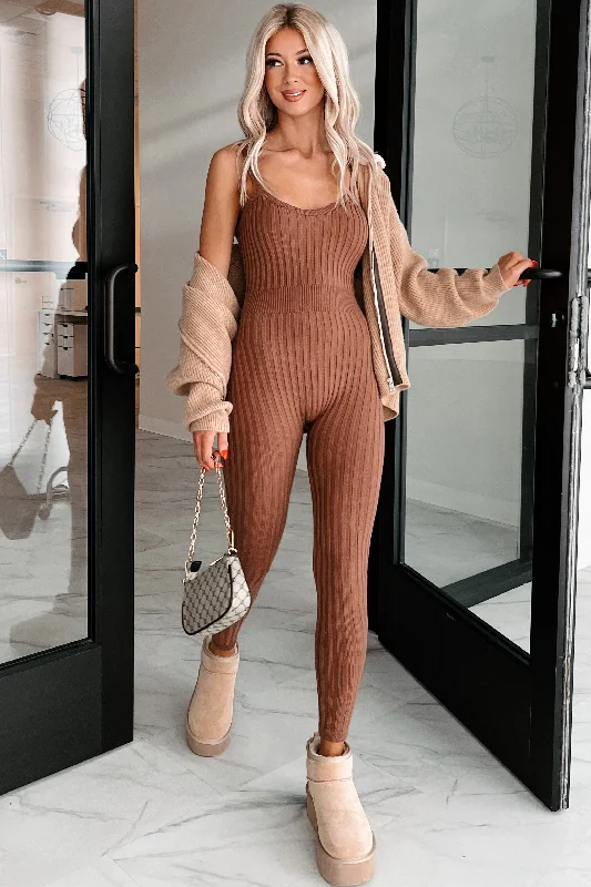 Celebrate With Big Savings Better By The Minute Sweater Knit Catsuit (Mocha)