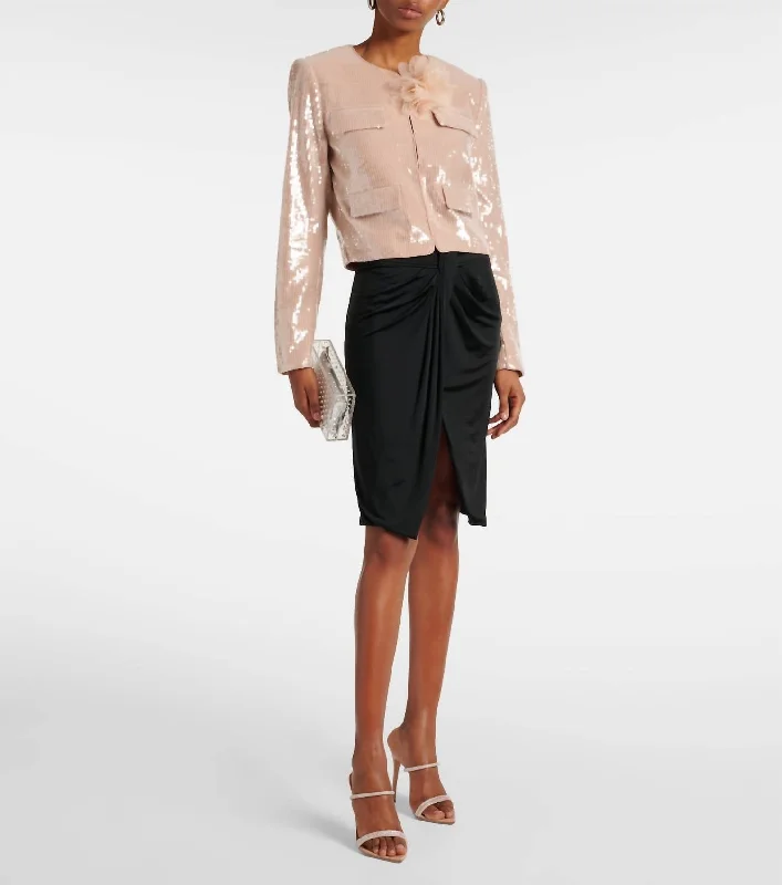 Trendy Threads Champagne Sequin Jacket In Beige